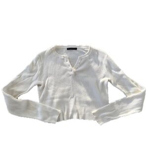 Brandy Melville Cream Ribbed Crop Top